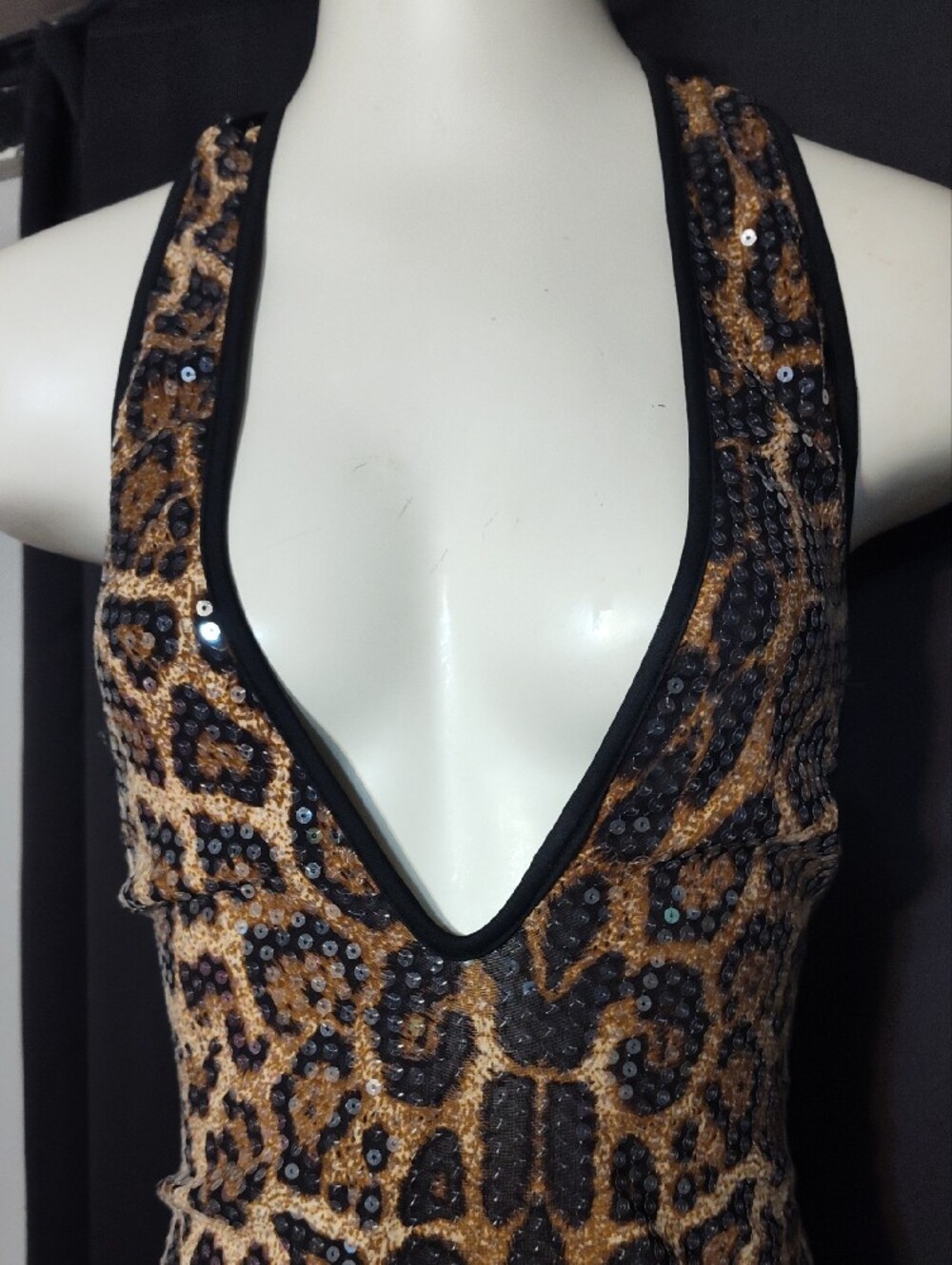 Nasty Gal Women's Leopard Sexy Sequin Halter Dress NWOT - Picture 2 of 9